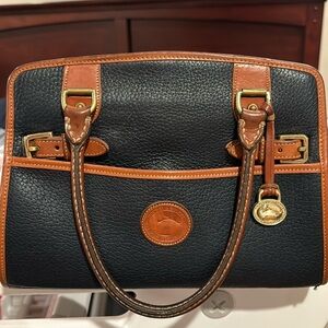 Vintage navy and saddle colored leather bag - Dooney and Bourke